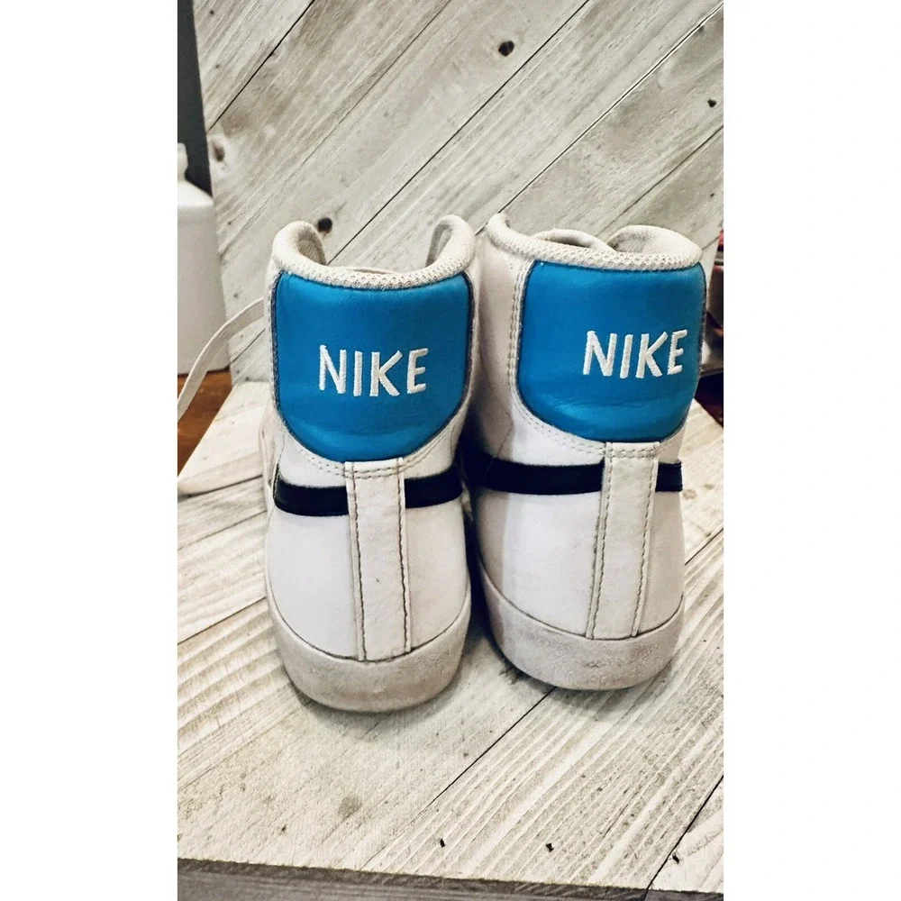 Nike Blazer Mid Youth Kids White Black Blue High Top Sneakers DA4086 108 Size 5Y